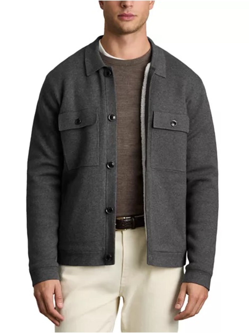 Reiss Heritage Fleece Lined Knit Button Up Jacket Sz Large